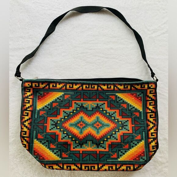 Handbags - Boho Western Aztec Woven Colorful Shoulder Bag